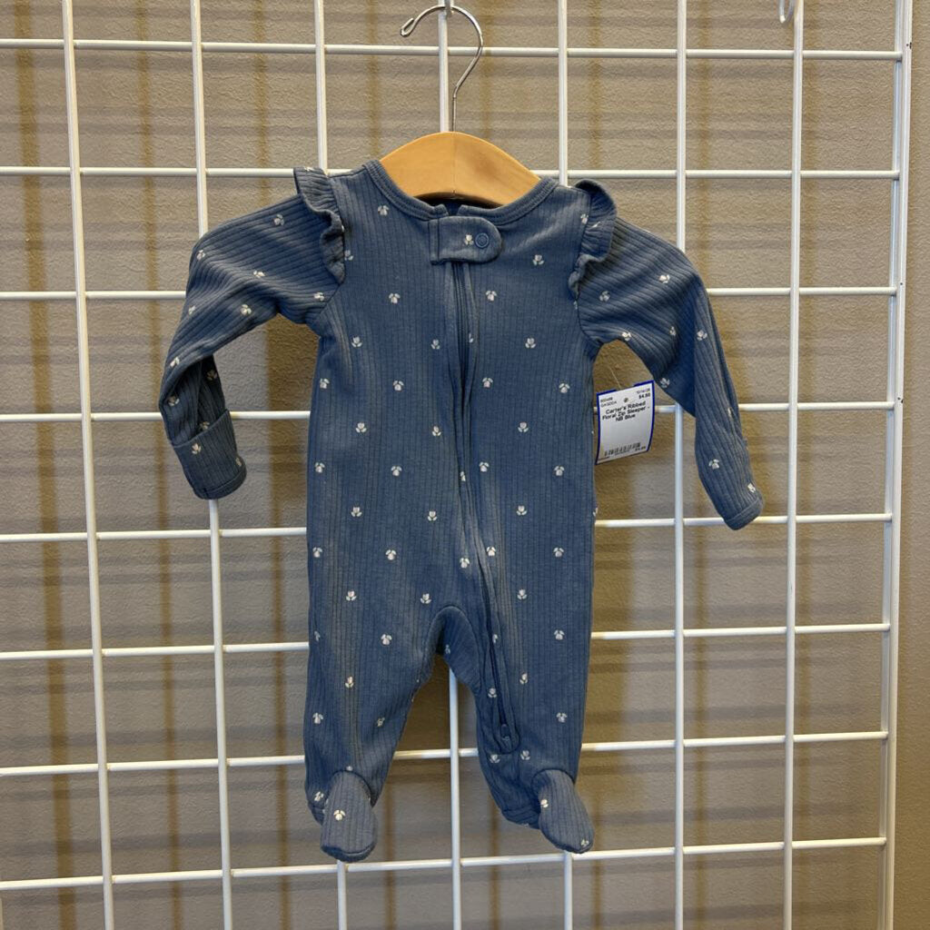 Carter's Ribbed Floral Zip Sleeper - NB