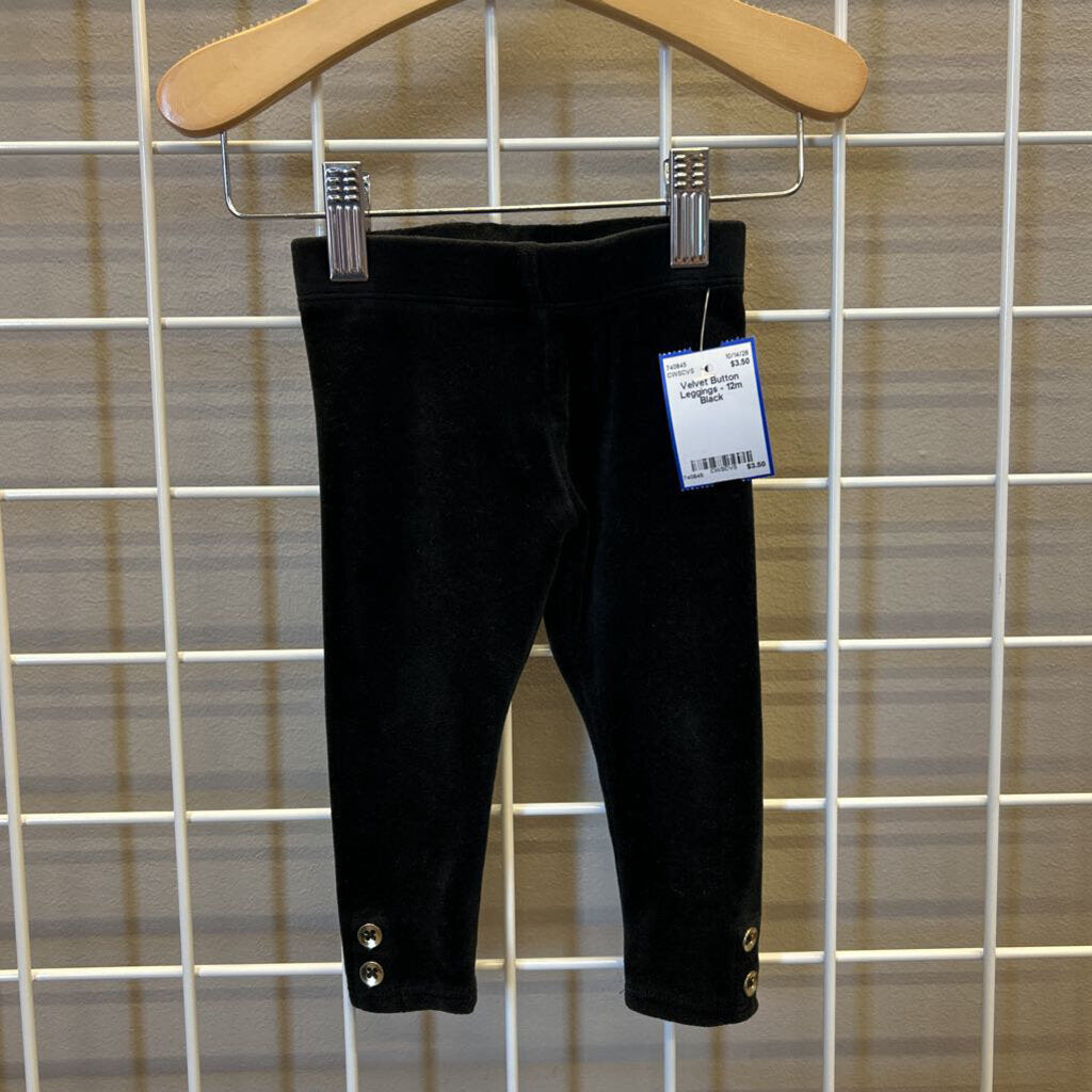 Velvet Button Leggings - 12m