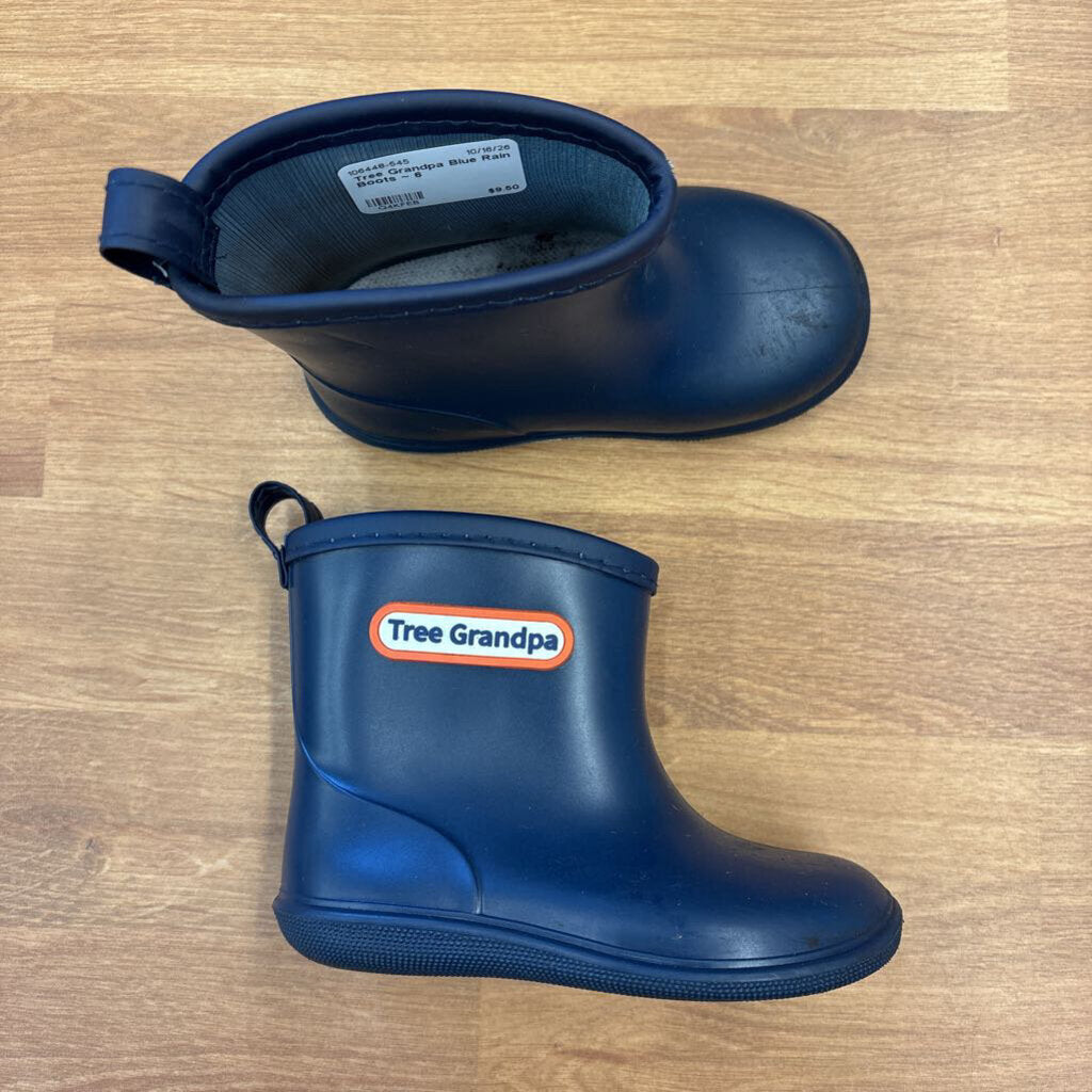 Tree Grandpa Blue Rain Boots ~ 6