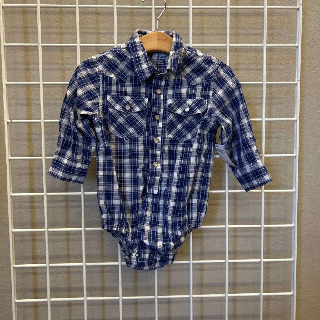 Wrangler Plaid LS Snap Onesie - 24m
