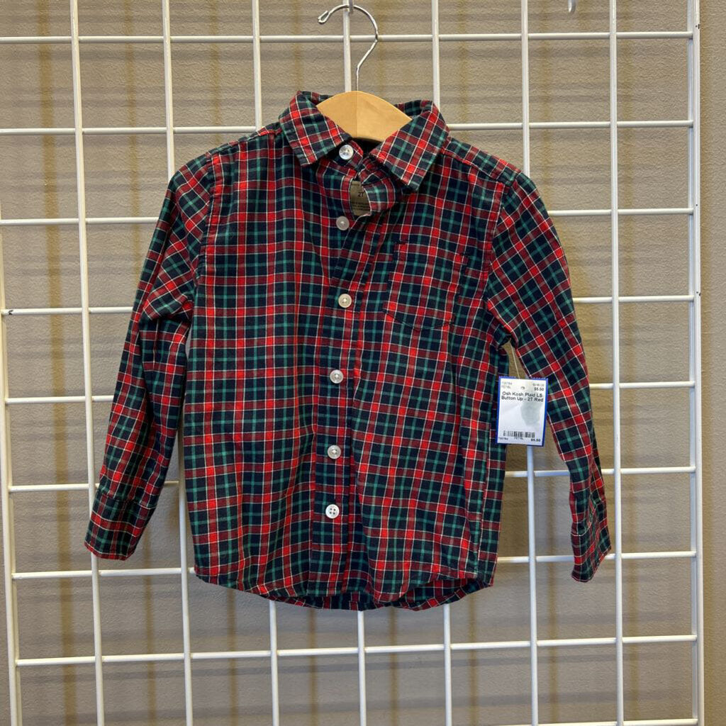 Osh Kosh Plaid LS Button Up - 2T