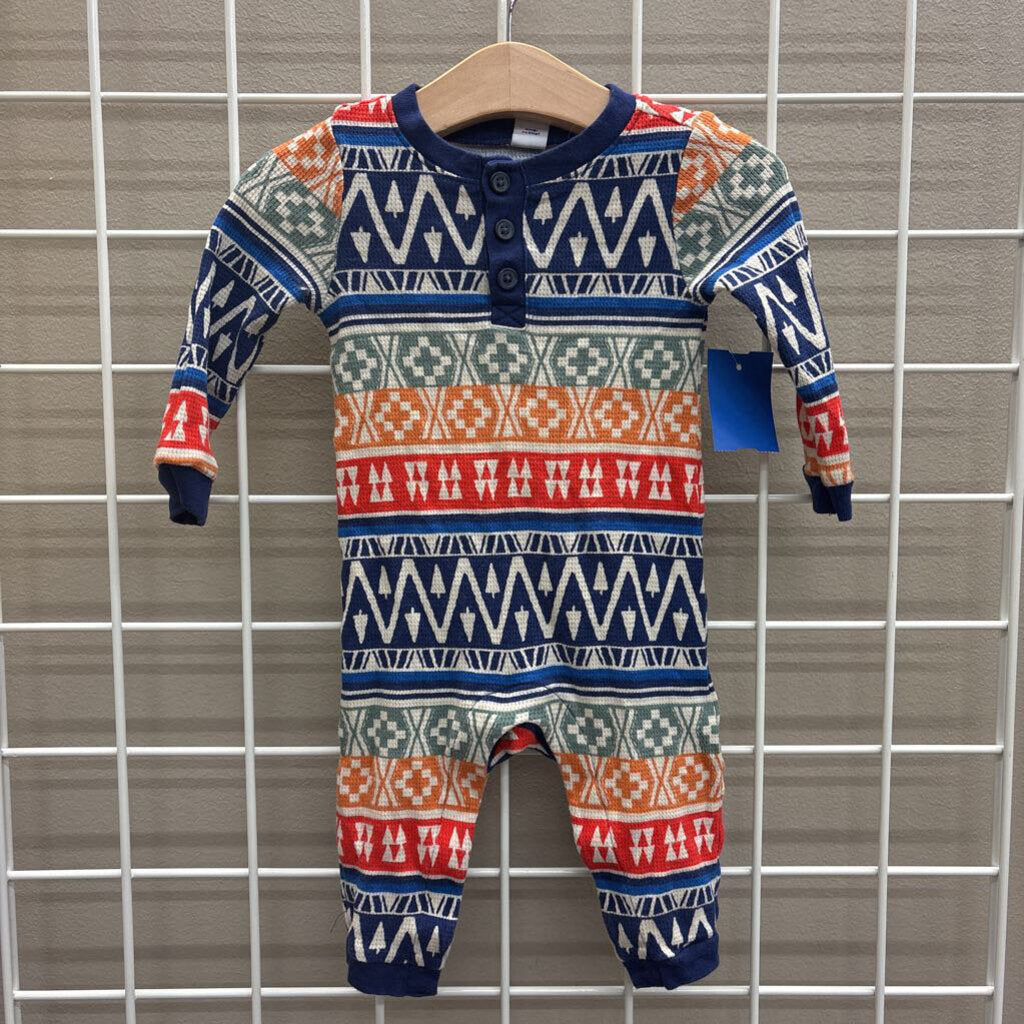 Old Navy Tree LS Thermal Romper - 6/12m