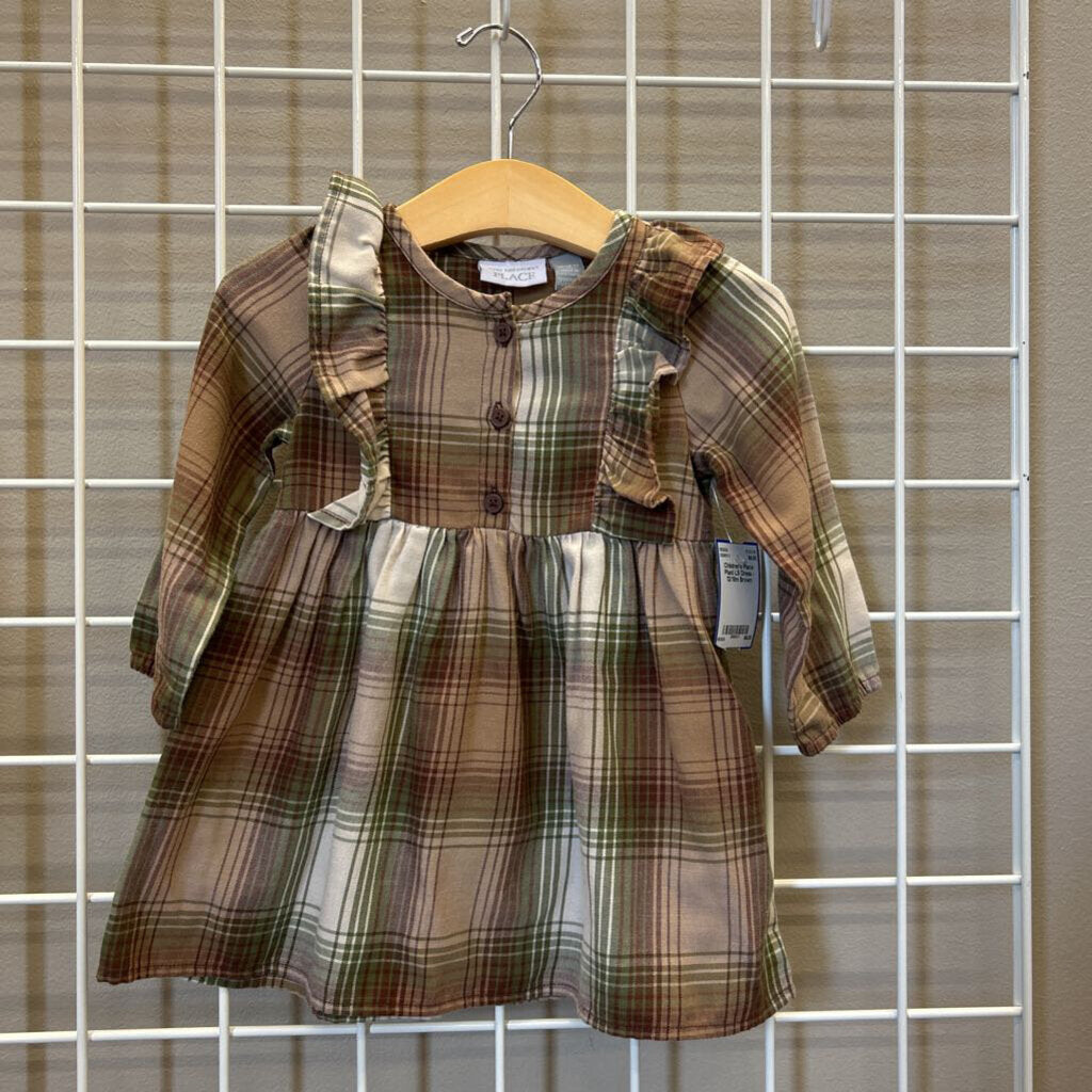 Children's Place Plaid LS Dress - 12/18m
