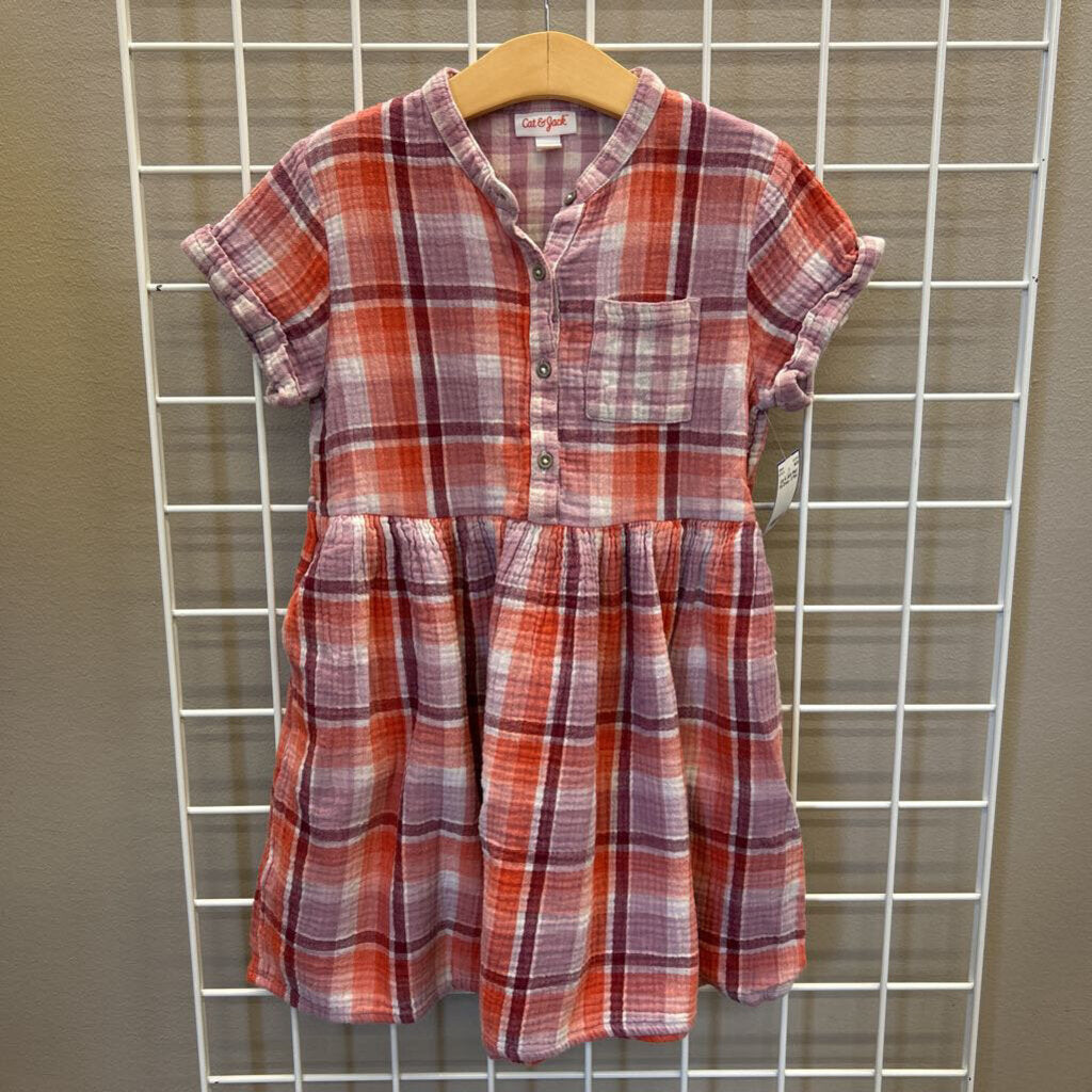 Cat & Jack Plaid SS Dress - 8