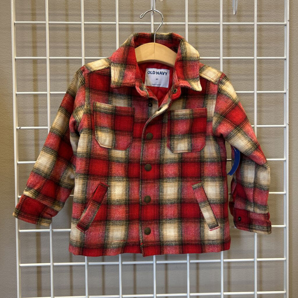 Old Navy Plaid Flannel Shacket - 3T