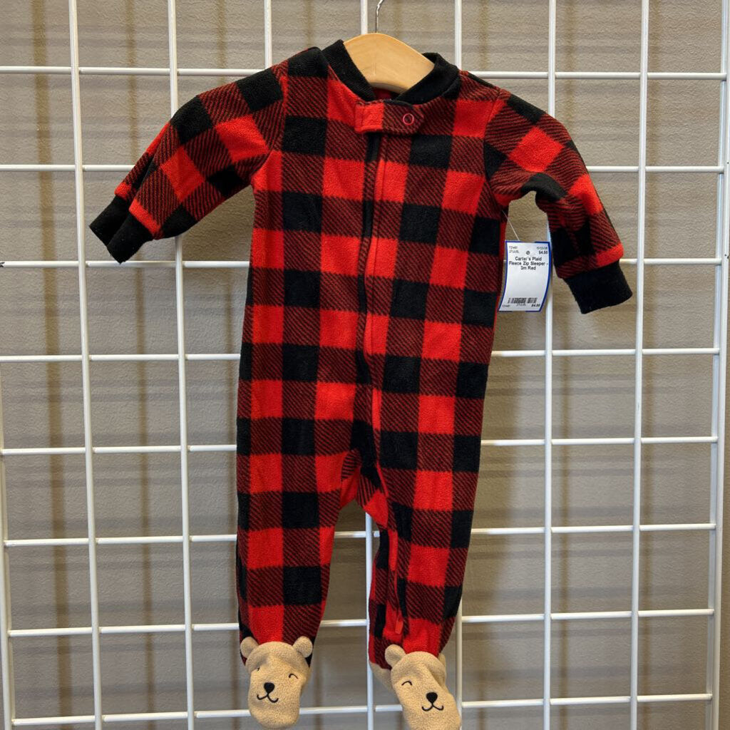 Carter's Plaid Fleece Zip Sleeper - 3m