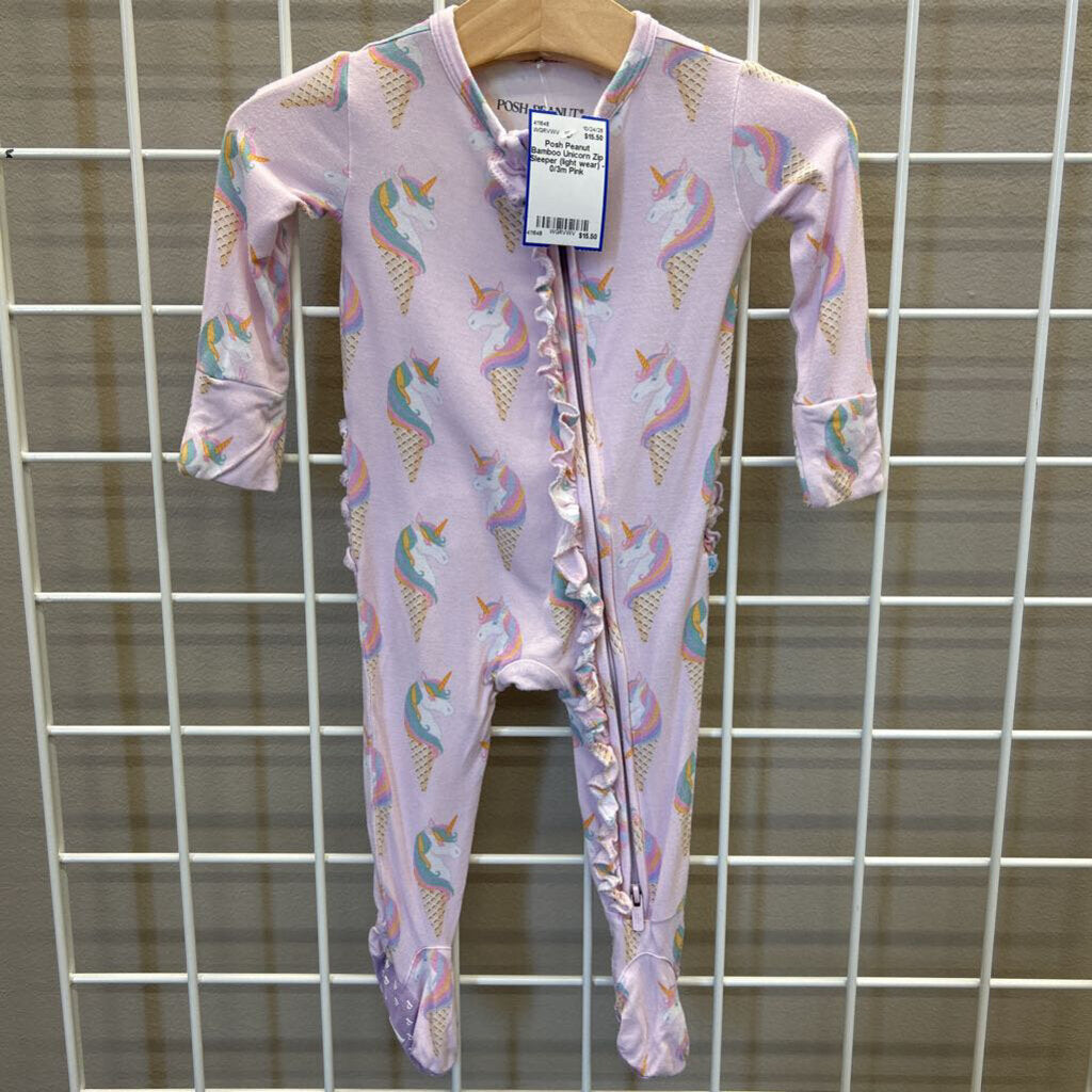 Posh Peanut Bamboo Unicorn Zip Sleeper (light wear) - 0/3m