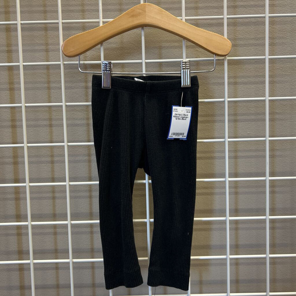 Old Navy Black Ribbed Leggings - 12/18m