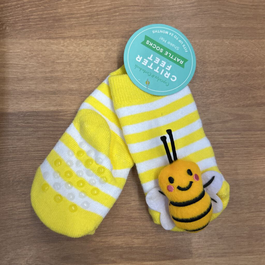 NWT Critter Feet Rattle Socks Bee - Up to 24m