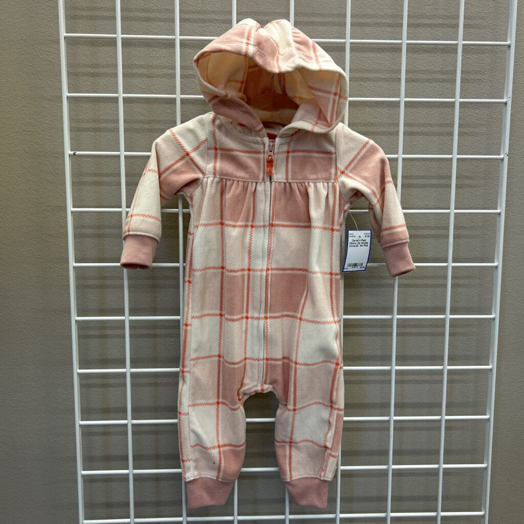 Carter's Plaid Fleece Zip Hoodie Coverall - 6m