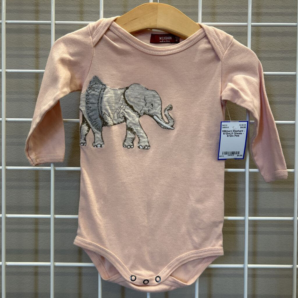 Milkbarn Elephant - 6/12mLS Onesie - 6/12m