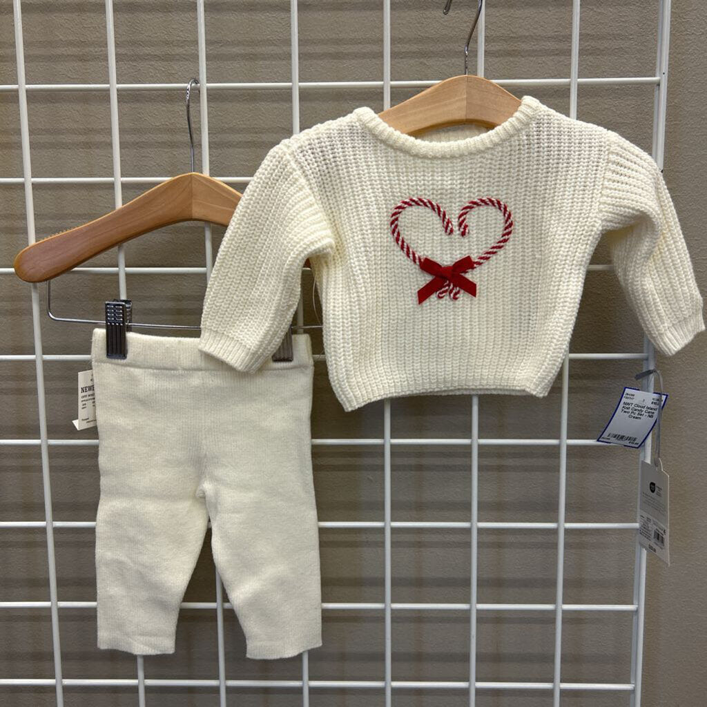 NWT Cloud Island Knit Candy Cane Two Pc Set - NB