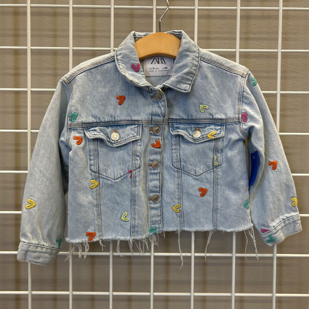 Zara Crop Heart Denim Jacket - 3