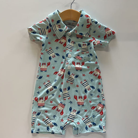 Caden Lane Bamboo Crab Romper - 6/12m