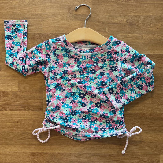 Ruffle Butts Floral LS Rash Guard - 2T