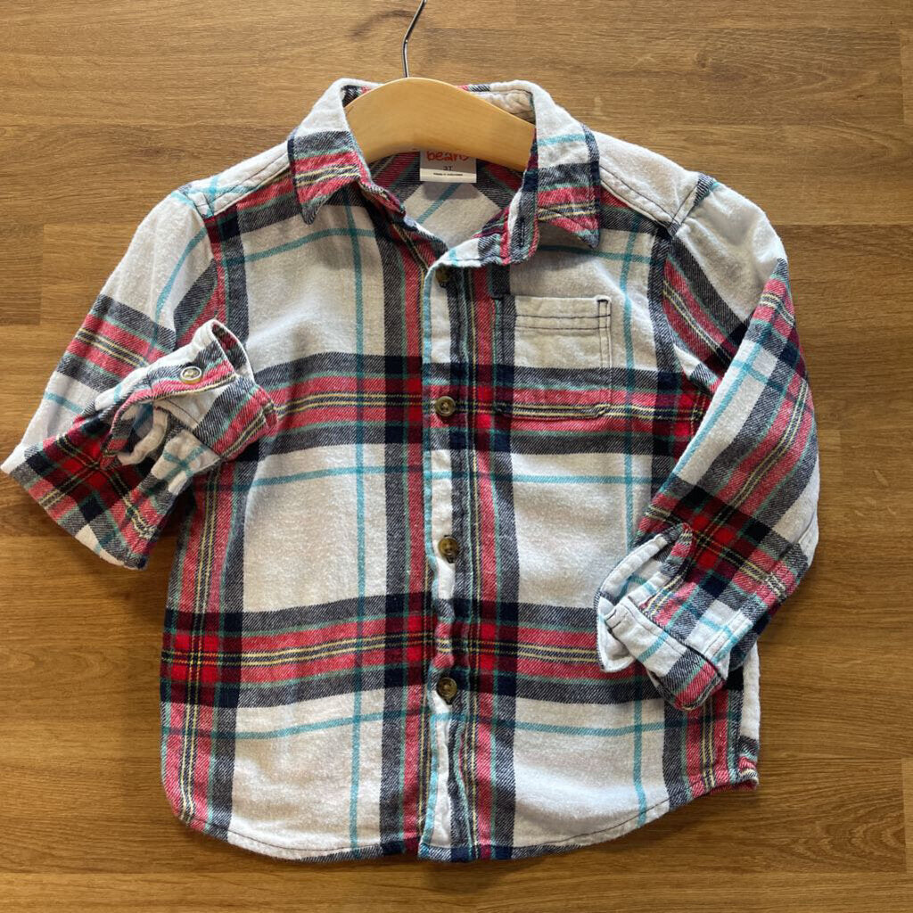 Jumping Beans Plaid Flannel LS Button Up - 3T