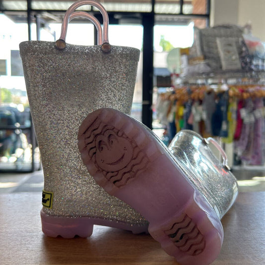 Western Chief Silver Sparkle Rainboots 6
