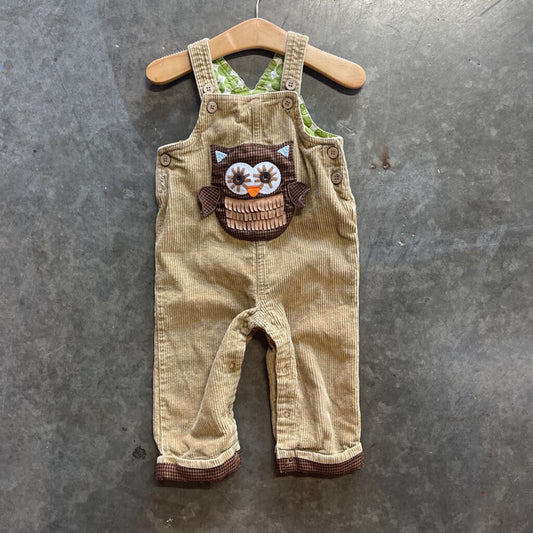 Mudpie Owl Corduroy Overalls 12/18M