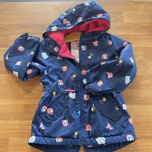 Carter's Rainbows/Cats Fleece Lined Rain Jacket 4T