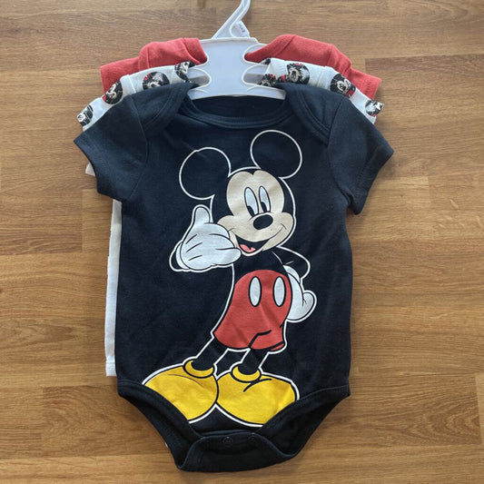 NWT Disney Baby Mickey SS Onesie 3pk - 3/6m