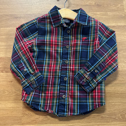 Wrangler Plaid LS Button Up - 2T