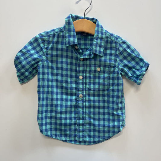 Baby Gap Plaid SS Button Up Top 12/18M