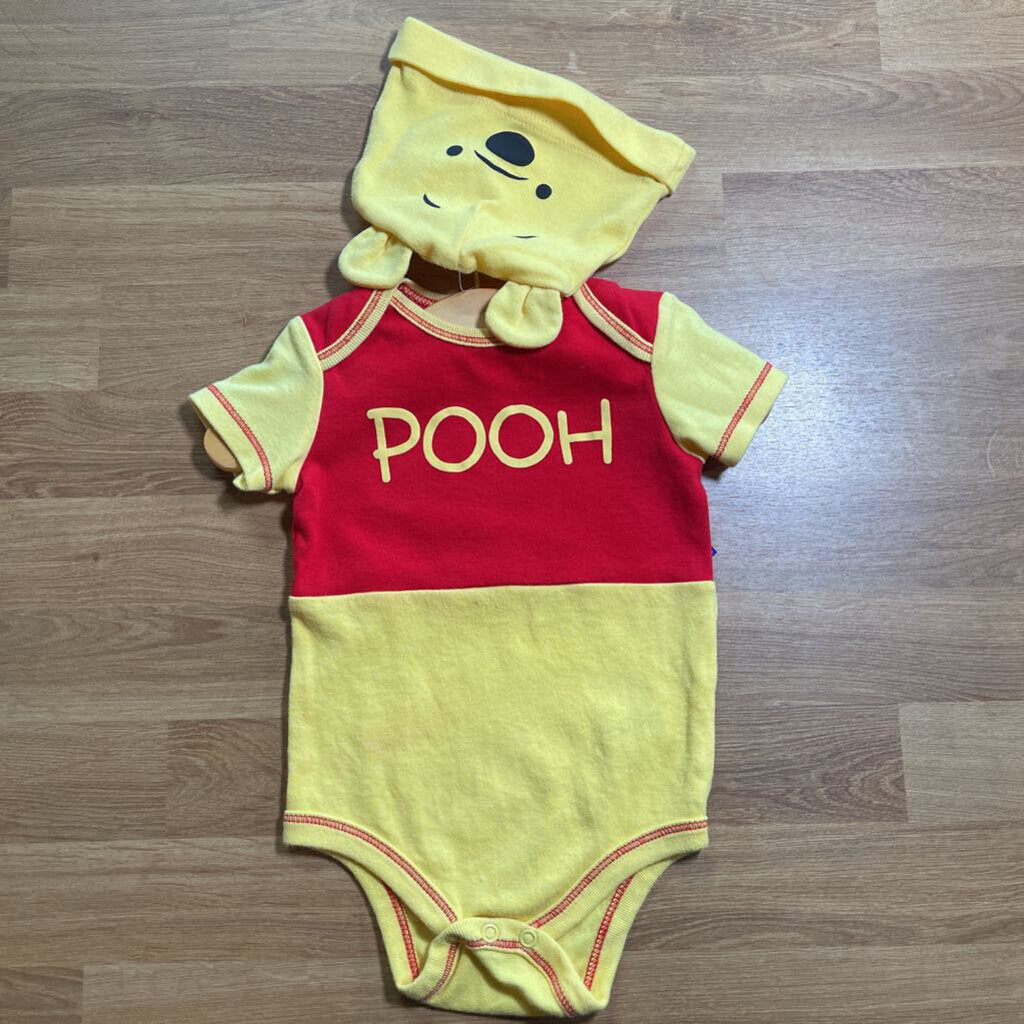 Disney Baby Pooh SS Onesie w/ Hat - 6/9m