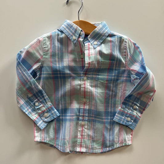 NWT Janie & Jack Plaid LS Button Up - 18/24m