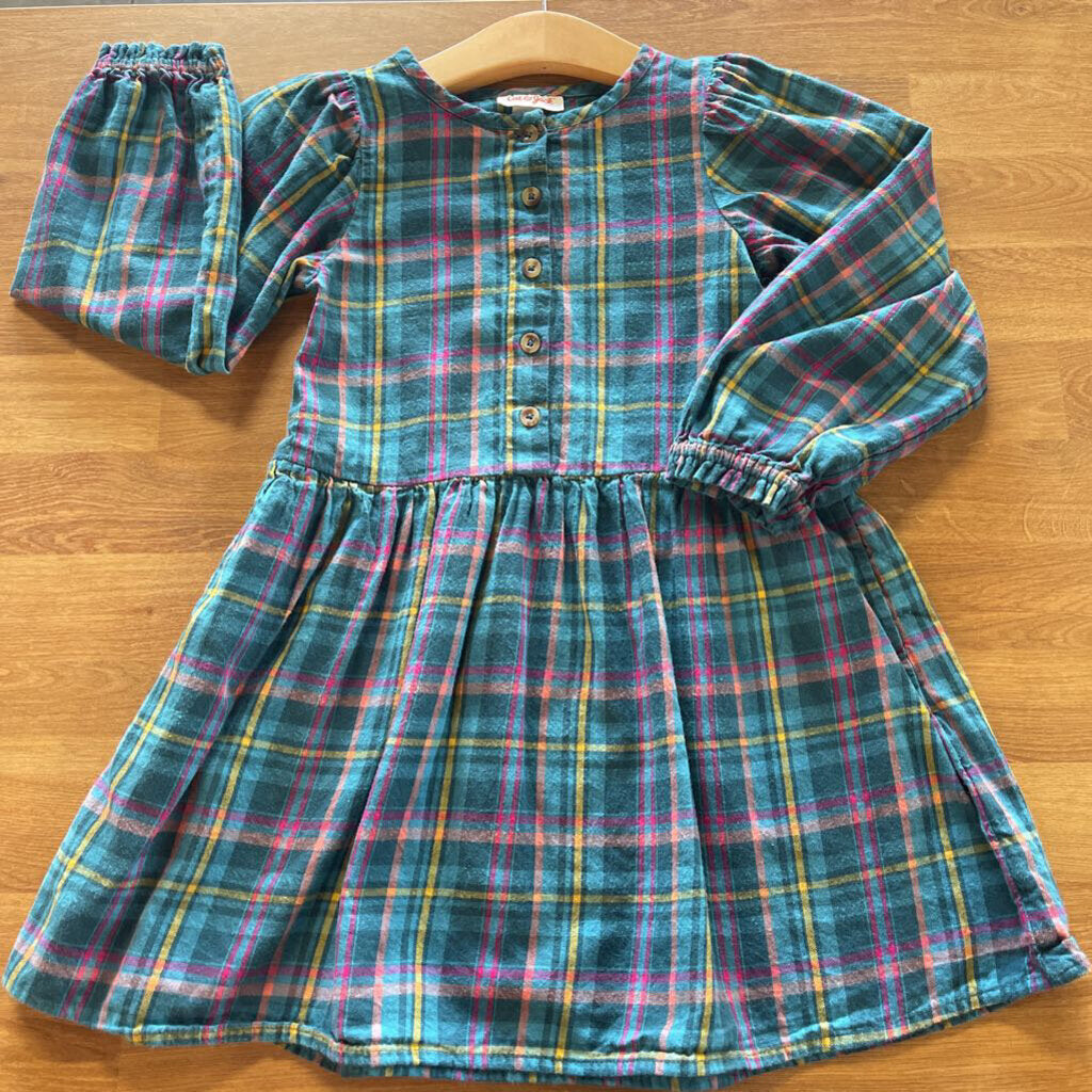 Cat Jack Plaid LS Button Dress 4-5