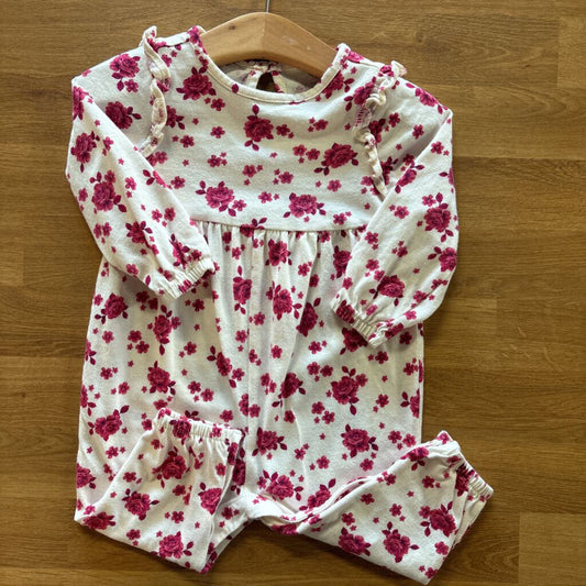 Old Navy Flower Ruffle LS Coverall 6-12M