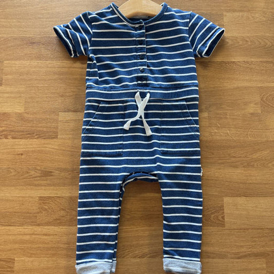 Miles Baby Stripe SS Romper - 12m