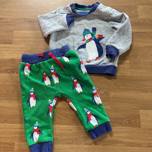 Baby Boden Penguin Two PC Set - 3/6m