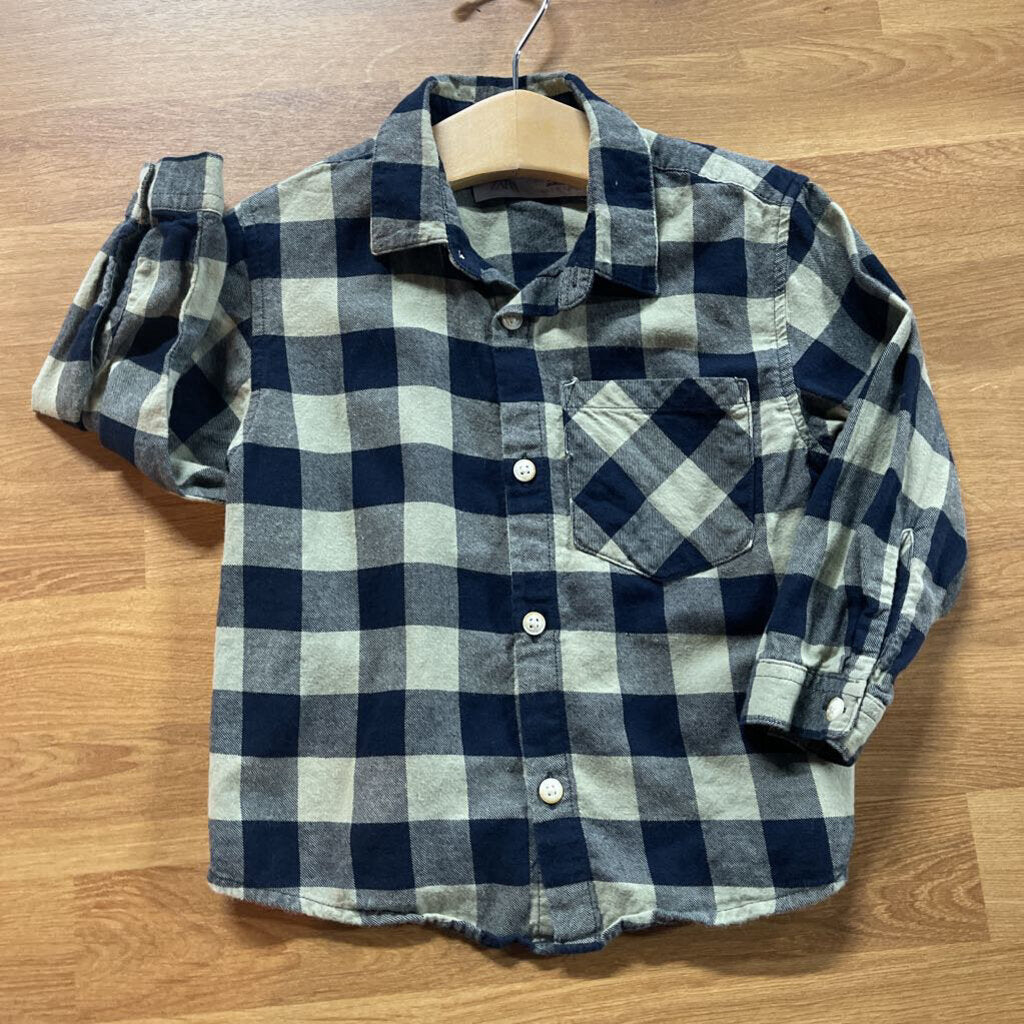 Zara Plaid LS Button Up - 12/18m