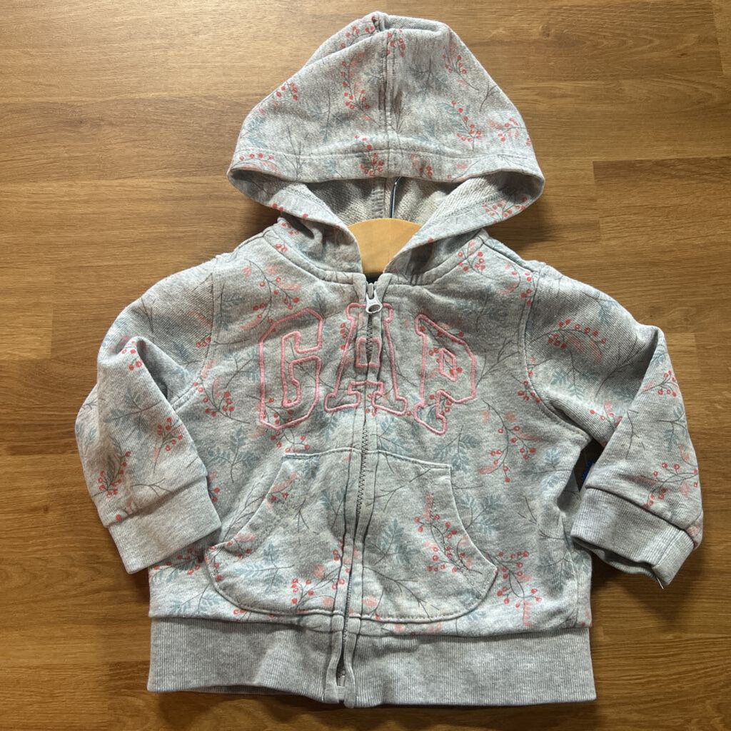 Baby Gap Floral Zip Hoodie - 6/12m