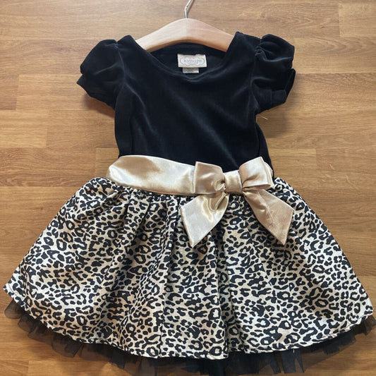 Kidture Leopard Velvet SS Dress - 24m