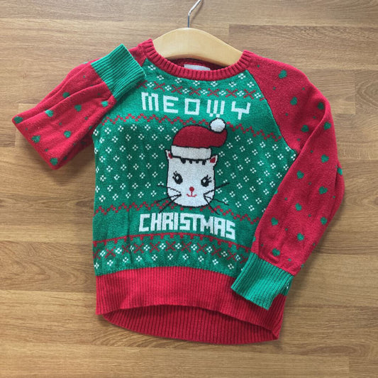 Well Worn Meowy Christmas Sweater - 18m