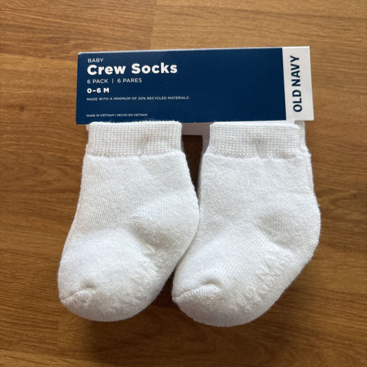 NEW Old Navy Crew Socks 6pk - 0/6m