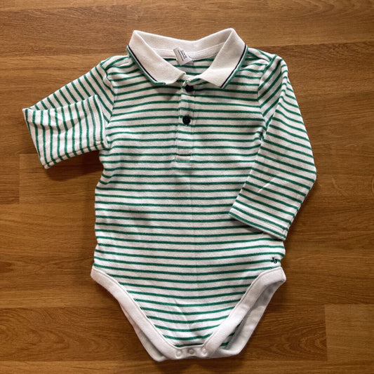 Janie & Jack Stripped LS Polo Onesie 6-12m