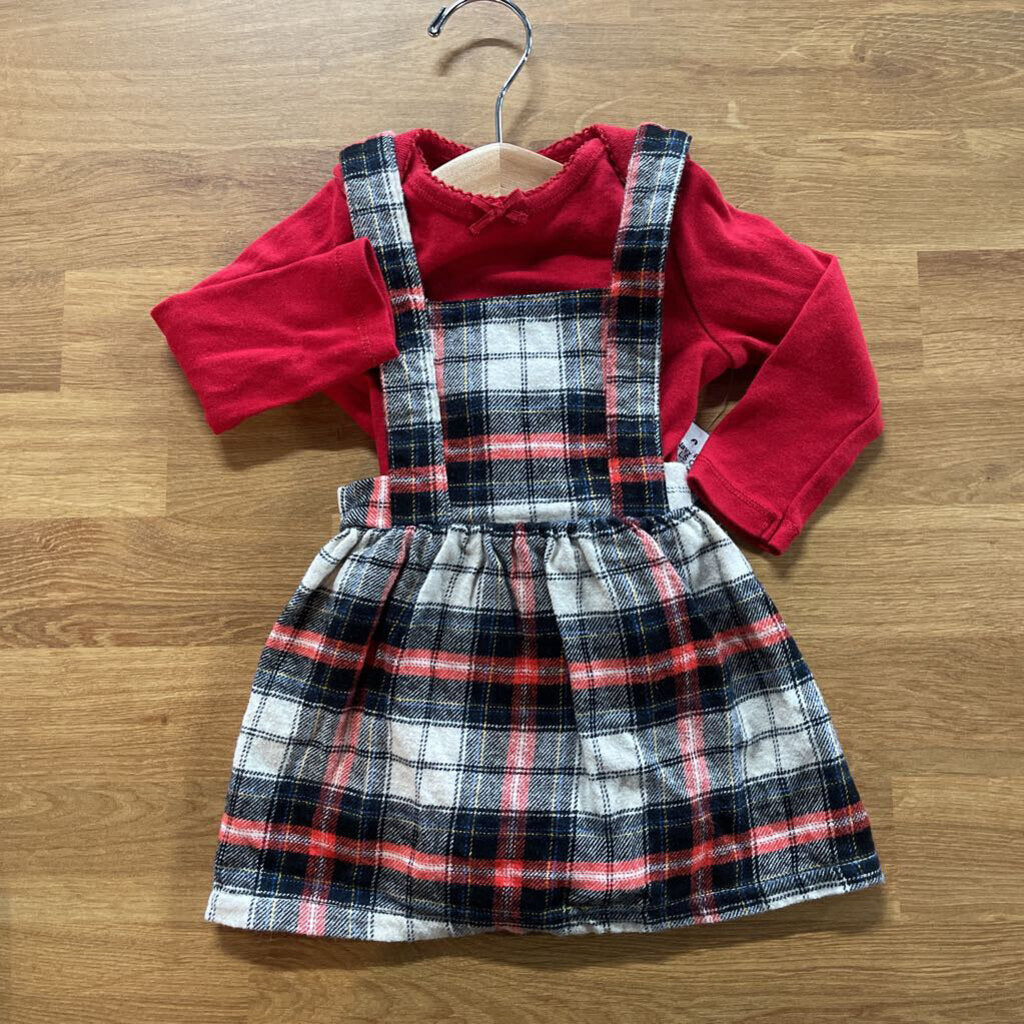 Old Navy Plaid Jumper / LS Onesie - 3/6m