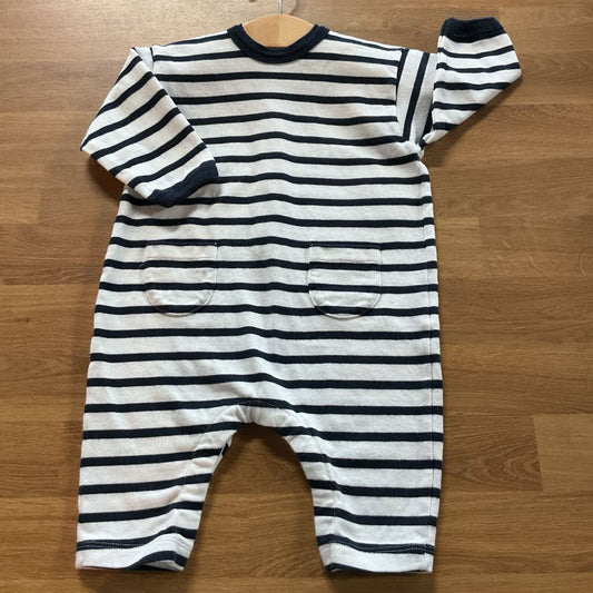 Petit Bateau Stripe Coverall - 6m