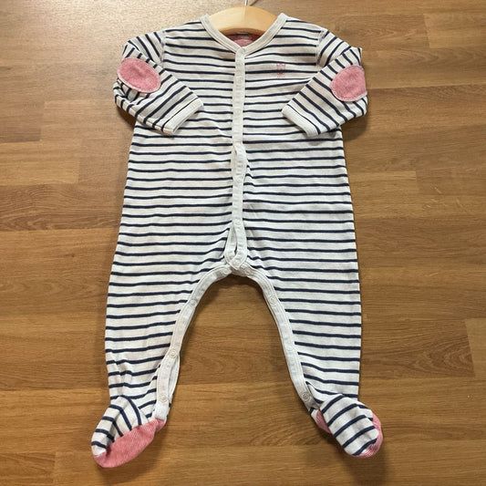 Petit Bateau Stripe Snap Coverall - 6m