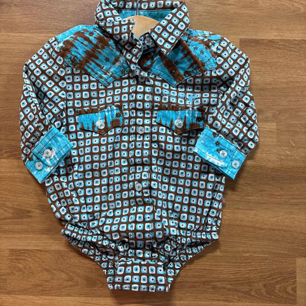 Cruel Girls LS Button Up Onesie - 3/6m