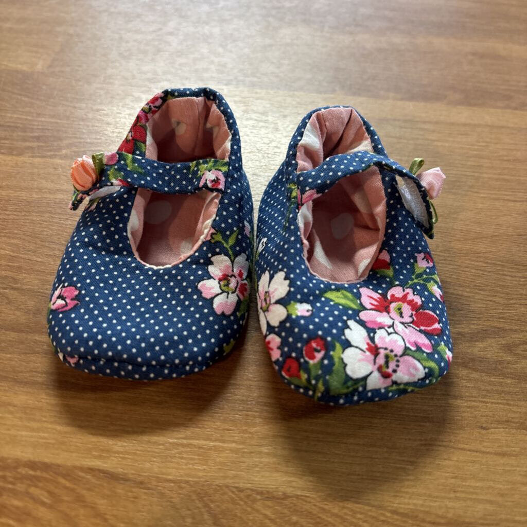 Blue Floral Infant Crib Shoes