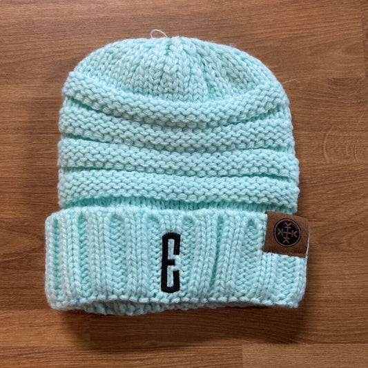 E Knit Hat - Blue