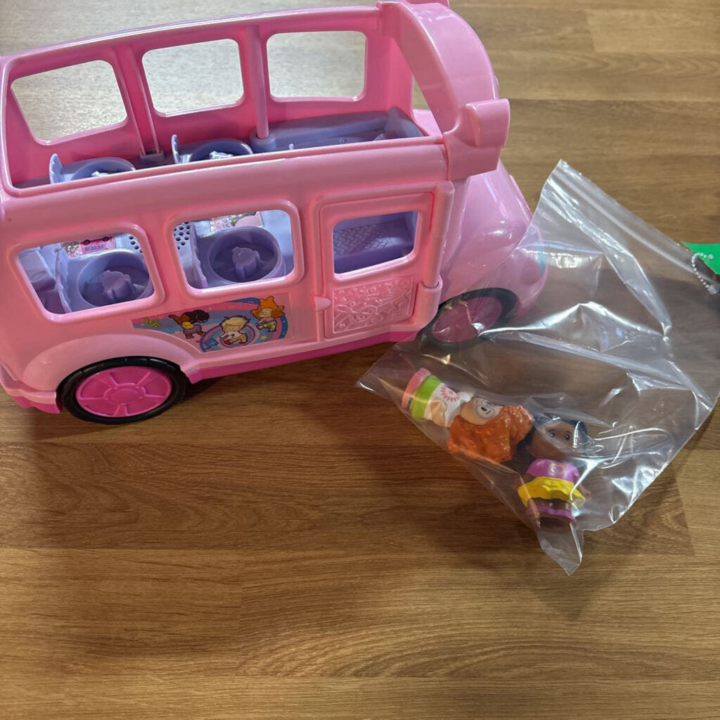 Fisher Price Little People Pink School Bus w/ 2 Figures