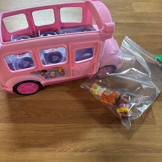 Fisher Price Little People Pink School Bus w/ 2 Figures