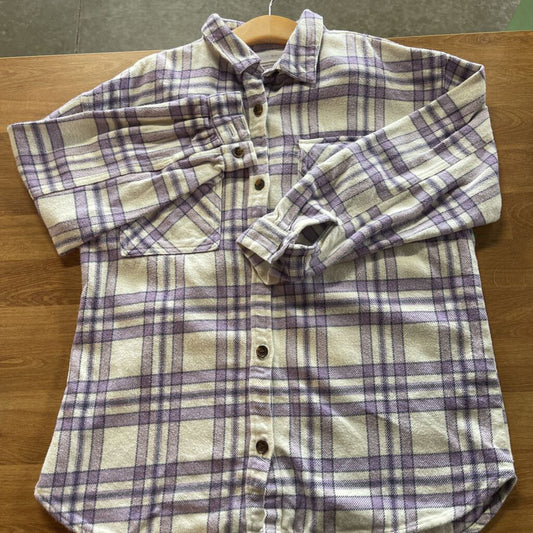 Zara Flannel Plaid LS Button Up - 13/14