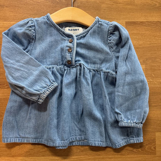 Old Navy Chambray LS Babydoll Top 2T