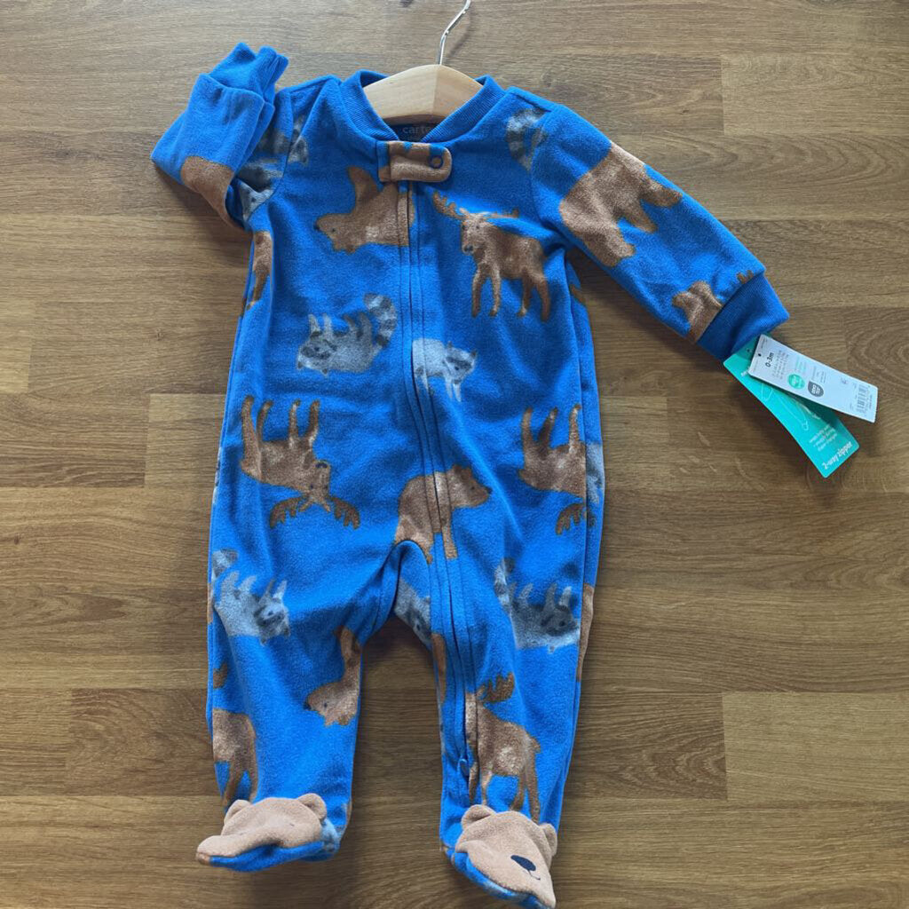 NWT Carter's Animal Fleece Sleeper - 0/3m