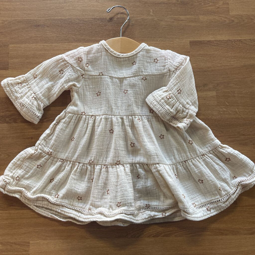 Quincy Mae Star Linen LS Dress - 12/18m